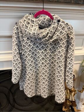 Ali Miles Black & Cream Cowl Neck Diamond Sweater